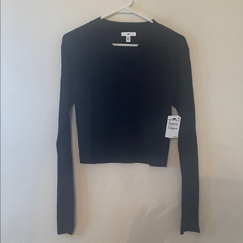 NWT BP Black Long Sleeve Ribbed Top Size Medium